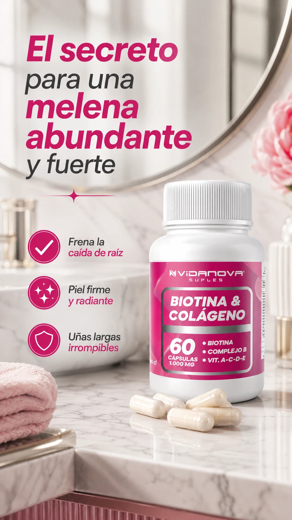 BIOTINA + COLÁGENO 1000MG 60CAPS